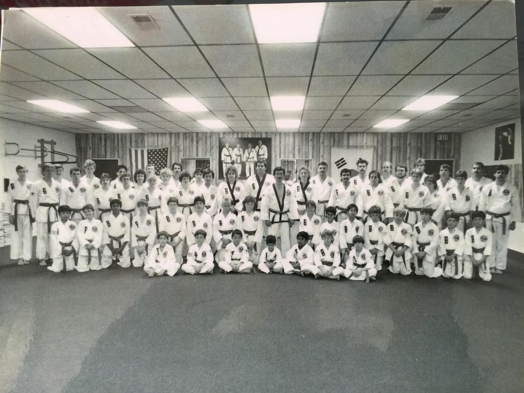 Troy Black Belt Academy class photo from our early years